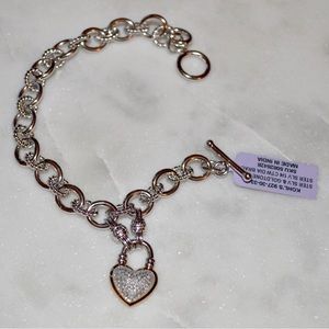NWT Sterling Silver Toggle Bracelet with Pavé Heart (FREE Shipping🚚)